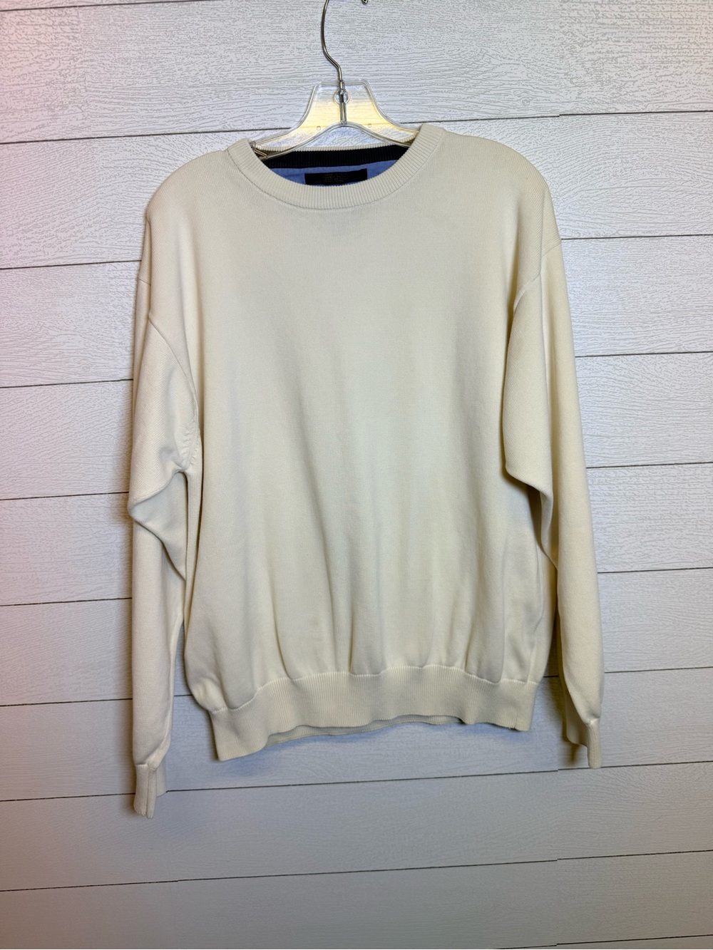 Tommy Hilfiger Golf Men's Crewneck Long Sleeve Cream Sweater 100% Cotton Size L